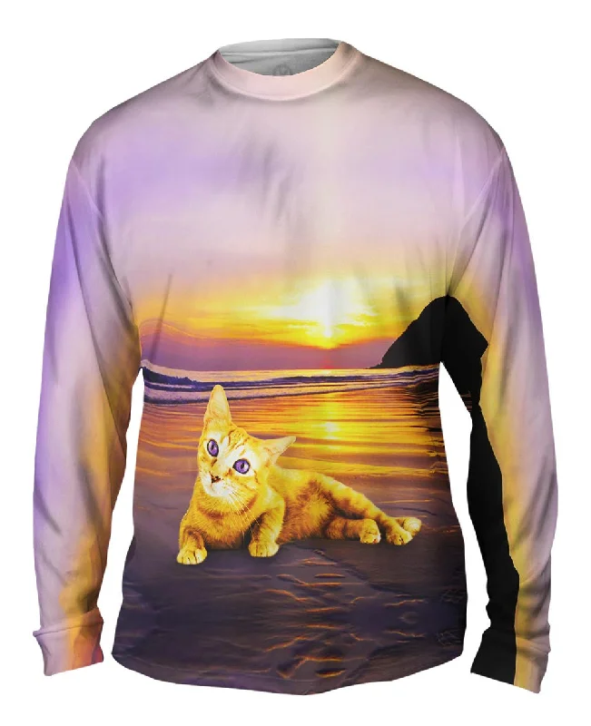 Fitted Long Sleeve-Smooth Sunset Kitty Cat