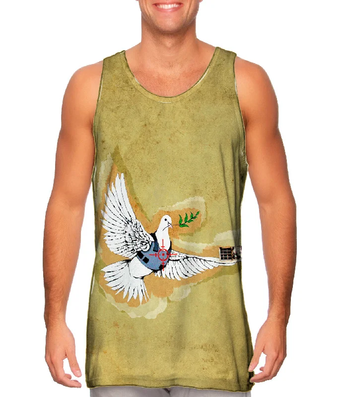 Sporty Sleeveless Shirt-Graffiti Banksy Dove