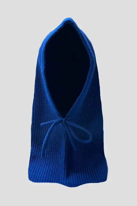 Protective Sun Hat-Azure Wool Blend Tie Hood