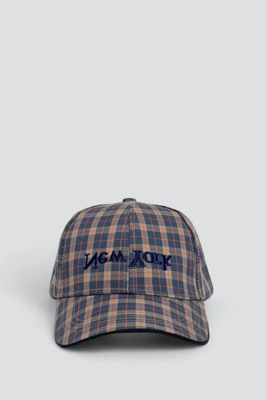 Unisex Hat-New York Embroidered Hat - Plaid/Navy