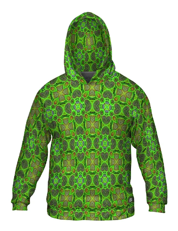 Comfy Pullover Hoodie-Green Foliage Pattern