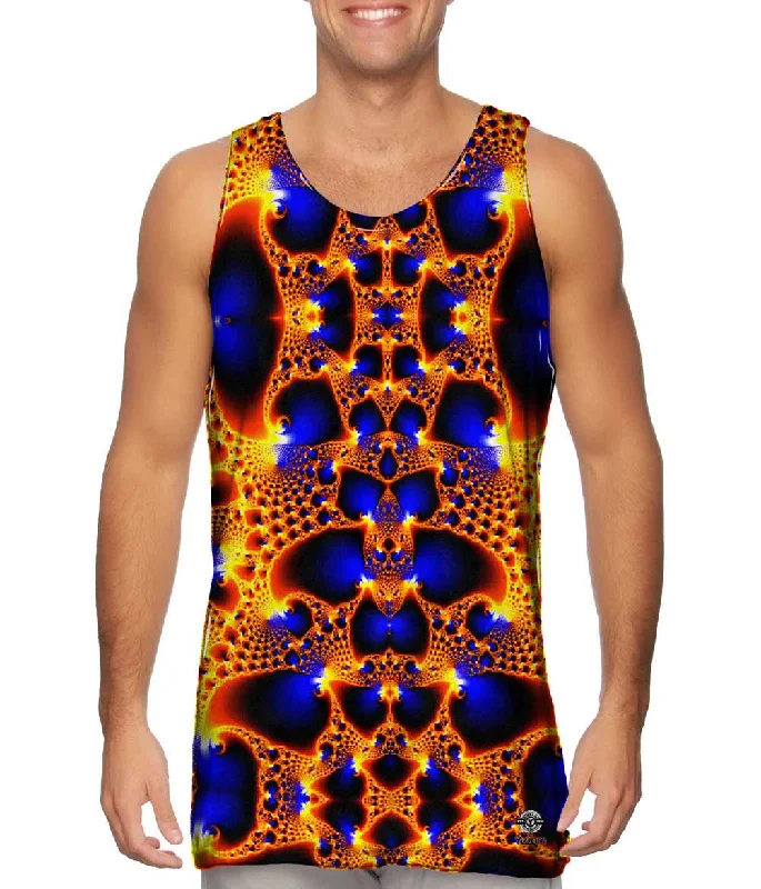 High Neck Tank-Golden Navy Fractal