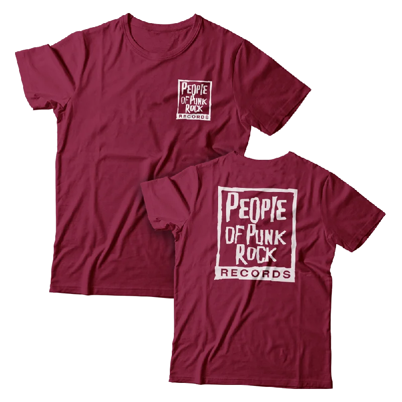 Casual Fit T-Shirt-POPR Records - "POPR & Nail" (Maroon) (T-Shirt)