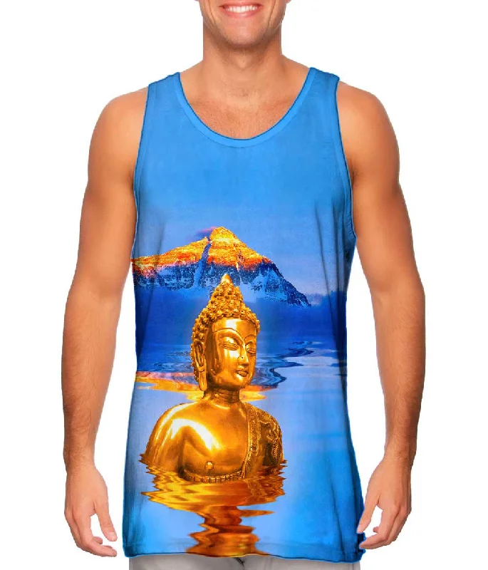 Fitted Sleeveless Shirt-Golden Peaks Buddha And Mount Everest