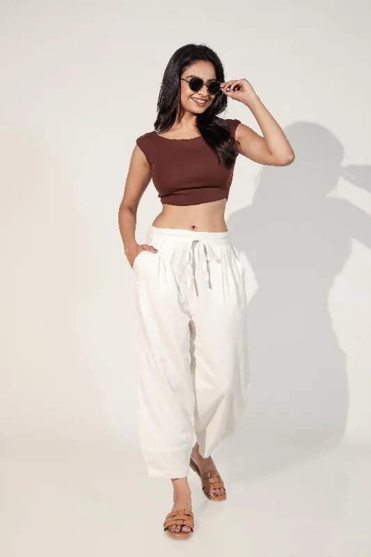 High-Waisted Chino Pants-Snow White Women's Regular-Fit Trousers