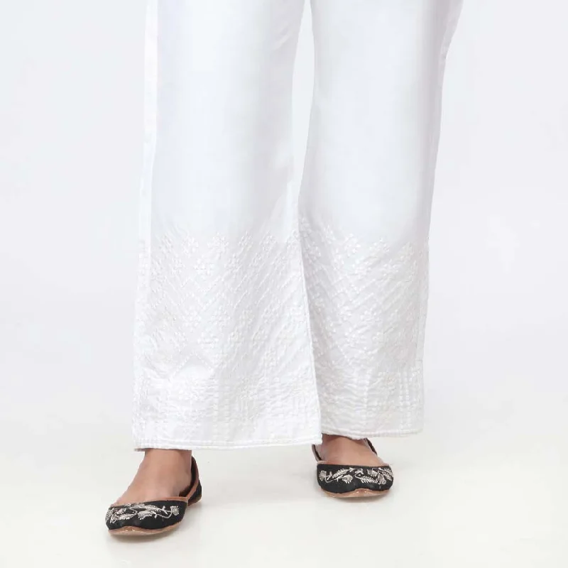 Utility Pants-White Embroidered Cambric Trouser PW3659