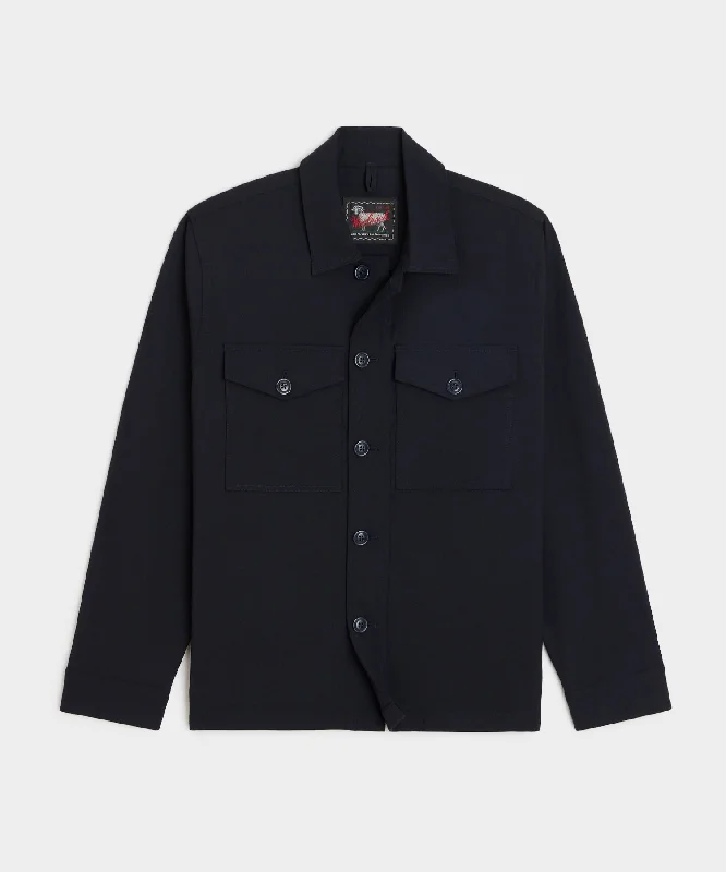 Streetwear T-Shirt-Todd Snyder X Woolrich Twill Camp Shirt in Navy