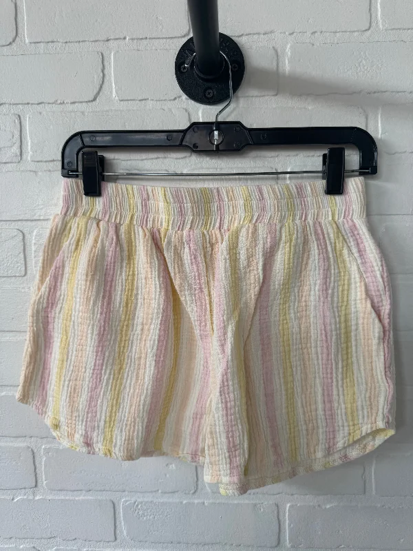 Trendy Beach Shorts-Shorts By Pink Lily In Pink & Yellow, Size:6