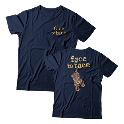 Printed Graphic T-Shirt-FACE TO FACE - "Big Choice Teddy Bear" (Navy Blue) (T-Shirt)