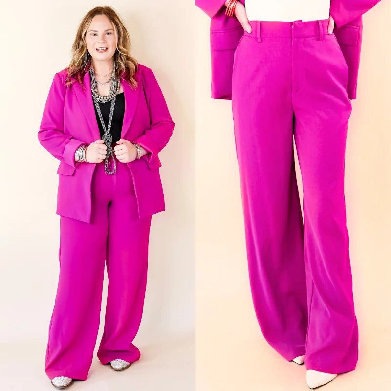 Flat-Front Pants-Modern Marvel Trouser Pants in Magenta Pink