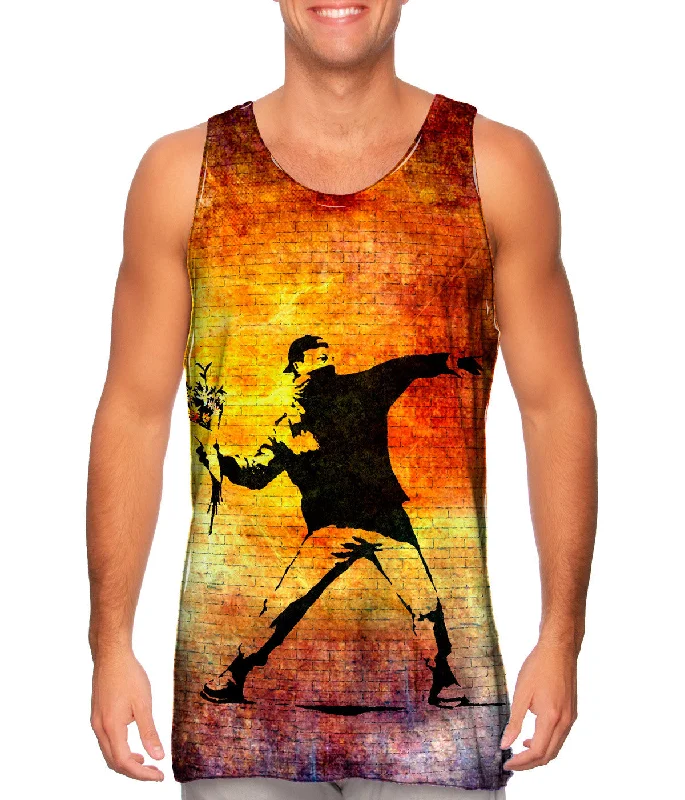 Outdoor Tank Top-Graffiti Banksy Flower Throw